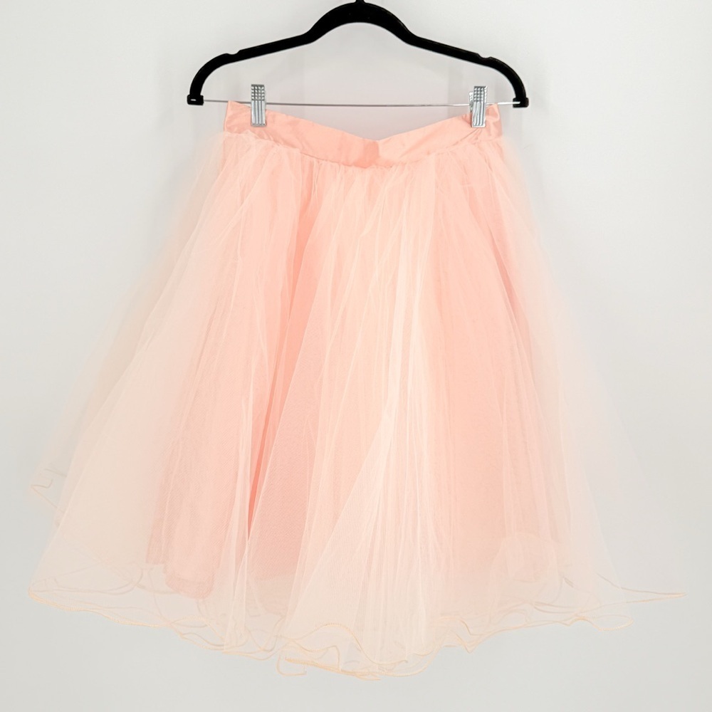 Space 46 Boutique Orange Ruffled A-Line Midi Skirt